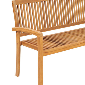 vidaXL Outdoor Patio Bench Stacking Patio Bench with Cushion Solid Wood Teak-5