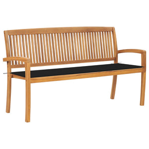 vidaXL Outdoor Patio Bench Stacking Patio Bench with Cushion Solid Wood Teak-66