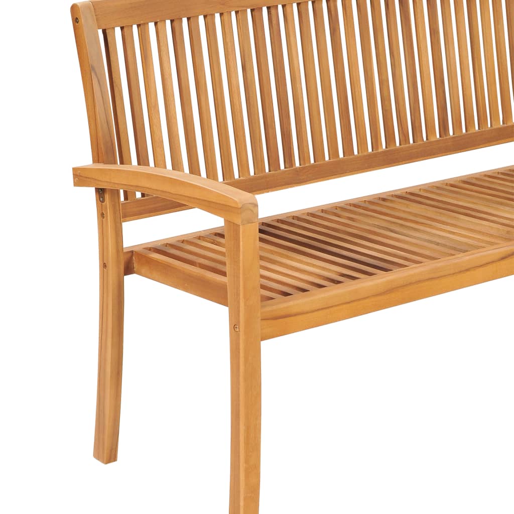 vidaXL Outdoor Patio Bench Stacking Patio Bench with Cushion Solid Wood Teak-23