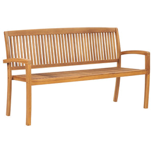 vidaXL Outdoor Patio Bench Stacking Patio Bench with Cushion Solid Wood Teak-24