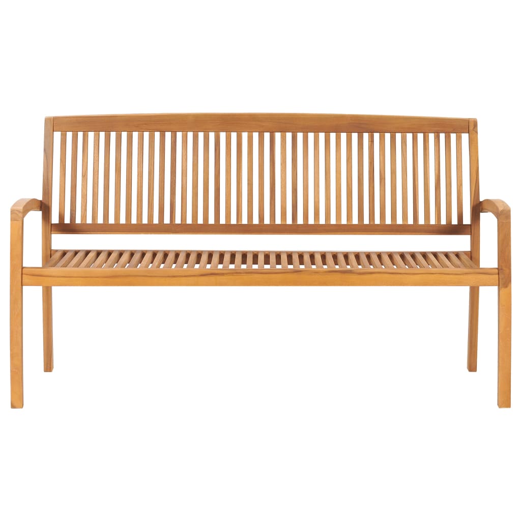 vidaXL Outdoor Patio Bench Stacking Patio Bench with Cushion Solid Wood Teak-30