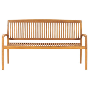vidaXL Outdoor Patio Bench Stacking Patio Bench with Cushion Solid Wood Teak-30