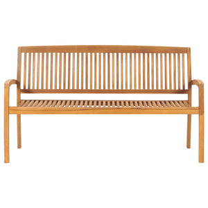 vidaXL Outdoor Patio Bench Stacking Patio Bench with Cushion Solid Wood Teak-27