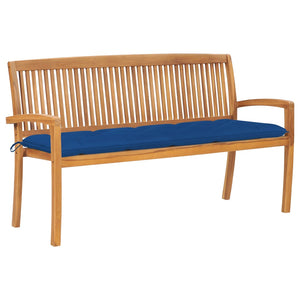 vidaXL Outdoor Patio Bench Stacking Patio Bench with Cushion Solid Wood Teak-6
