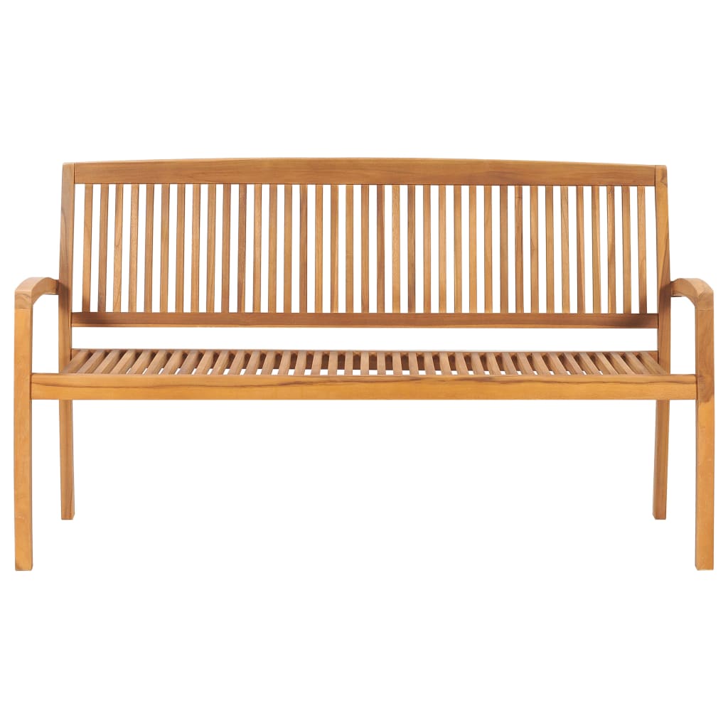 vidaXL Outdoor Patio Bench Stacking Patio Bench with Cushion Solid Wood Teak-20