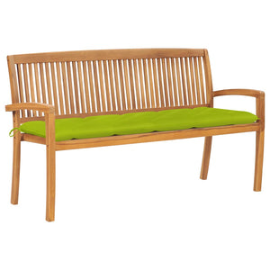 vidaXL Outdoor Patio Bench Stacking Patio Bench with Cushion Solid Wood Teak-51