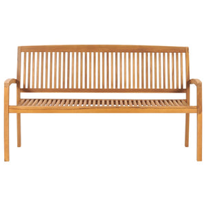 vidaXL Outdoor Patio Bench Stacking Patio Bench with Cushion Solid Wood Teak-2