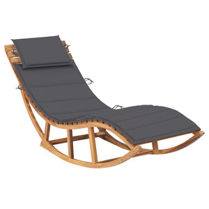 vidaXL Patio Lounge Chair Rocking Sunlounger with Cushion Sunbed Solid Teak-10