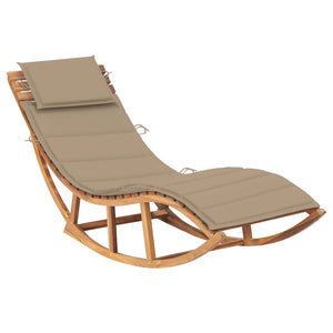 vidaXL Patio Lounge Chair Rocking Sunlounger with Cushion Sunbed Solid Teak-14