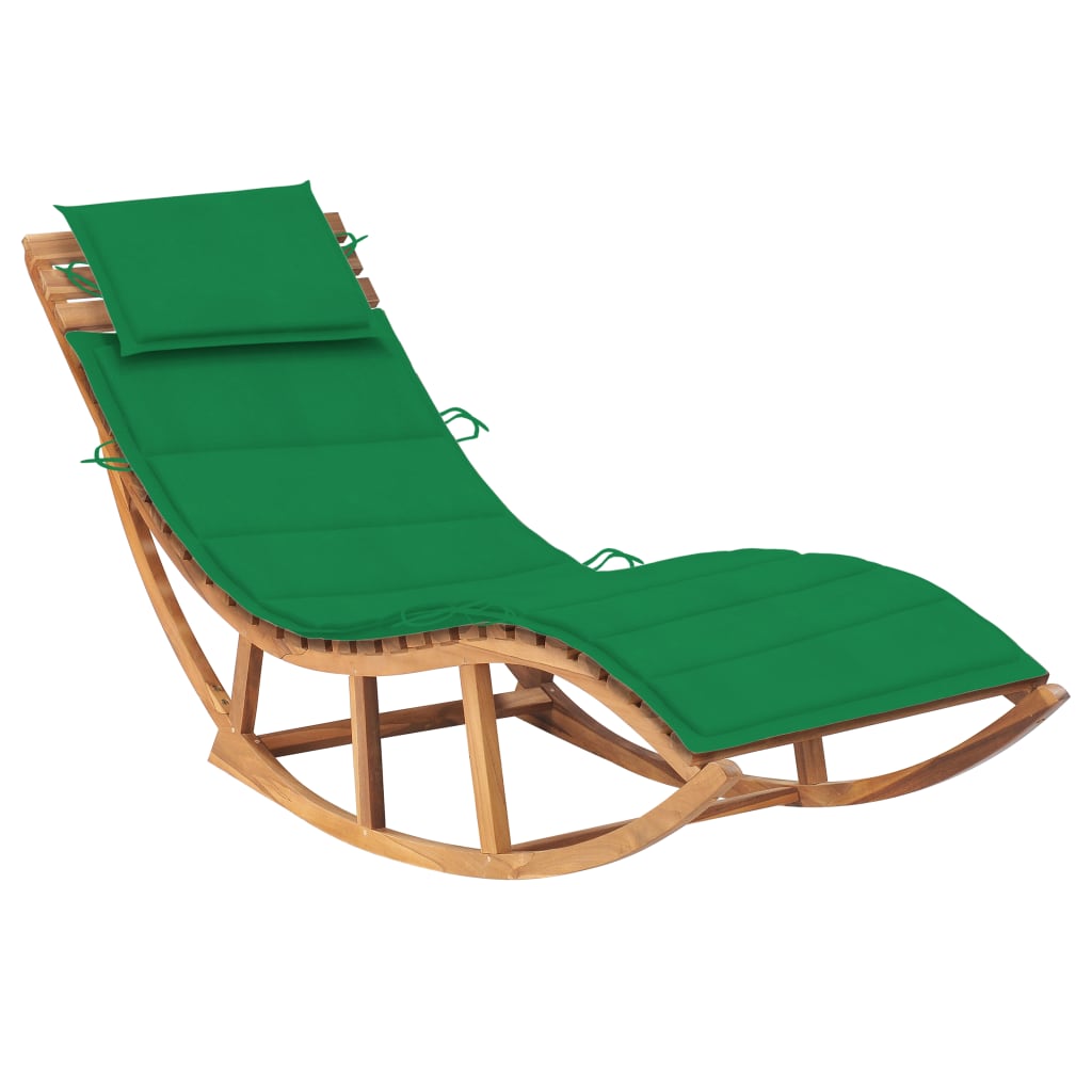 vidaXL Patio Lounge Chair Rocking Sunlounger with Cushion Sunbed Solid Teak-7