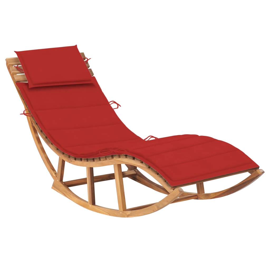 vidaXL Patio Lounge Chair Rocking Sunlounger with Cushion Sunbed Solid Teak-9