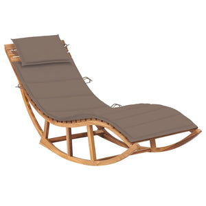 vidaXL Patio Lounge Chair Rocking Sunlounger with Cushion Sunbed Solid Teak-5