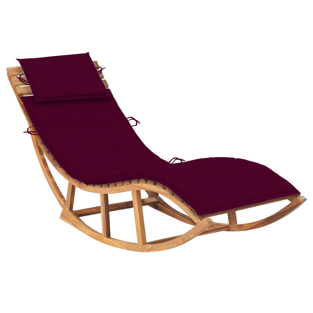 vidaXL Patio Lounge Chair Rocking Sunlounger with Cushion Sunbed Solid Teak-0