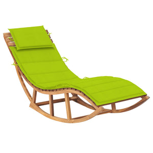 vidaXL Patio Lounge Chair Rocking Sunlounger with Cushion Sunbed Solid Teak-4