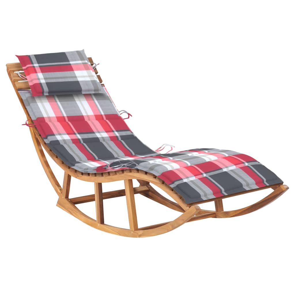 vidaXL Patio Lounge Chair Rocking Sunlounger with Cushion Sunbed Solid Teak-13