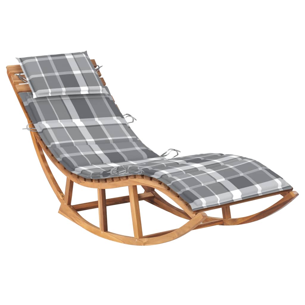 vidaXL Patio Lounge Chair Rocking Sunlounger with Cushion Sunbed Solid Teak-8