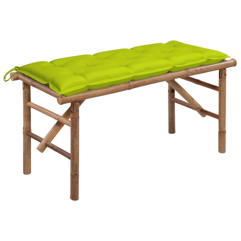 vidaXL Folding Garden Bench with Multi Color Cushion Bamboo Lounge Seating-1