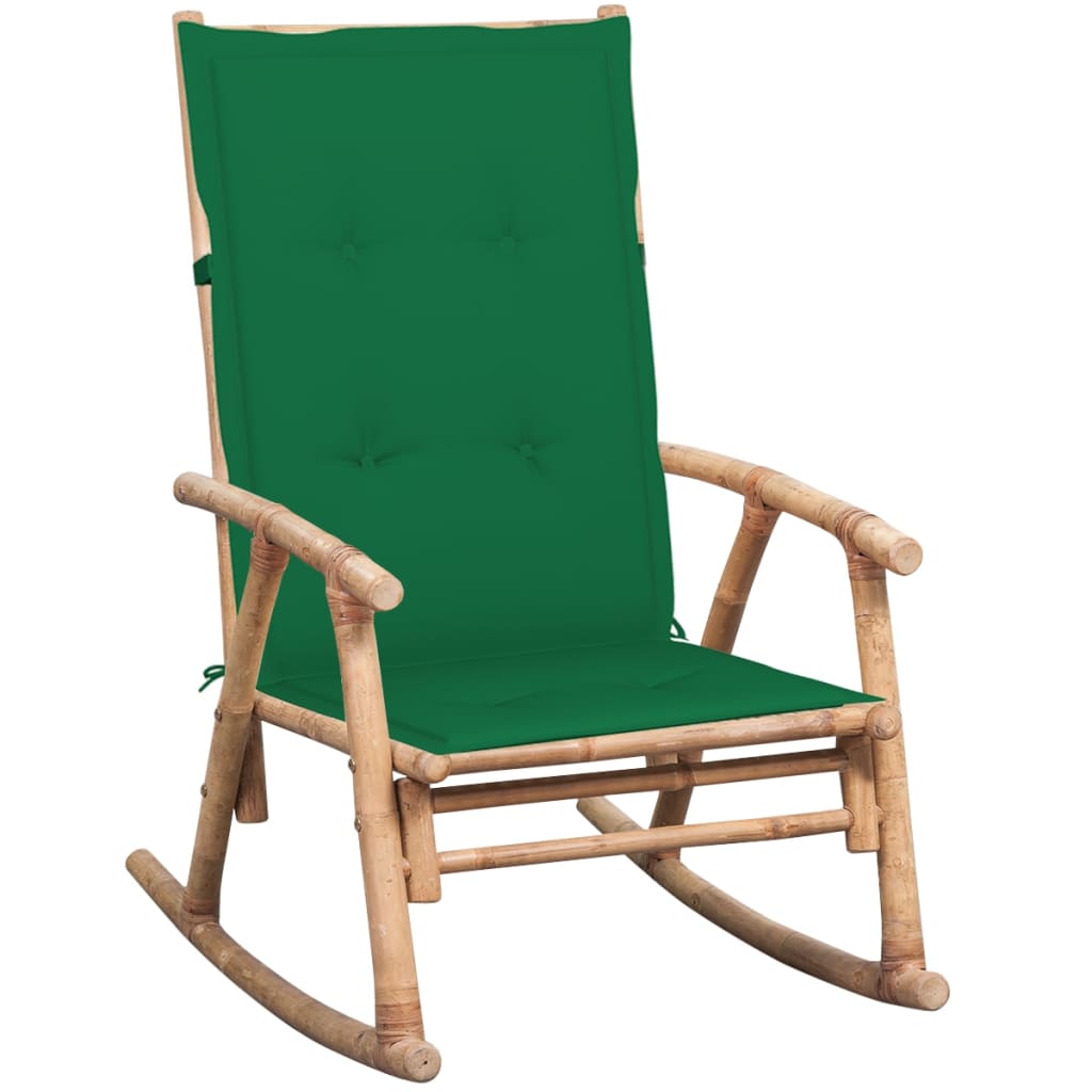 vidaXL Rocking Chair with Cushion Patio Sun Lounger Seating Furniture Bamboo-0