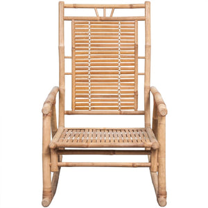 vidaXL Rocking Chair with Cushion Patio Sun Lounger Seating Furniture Bamboo-1