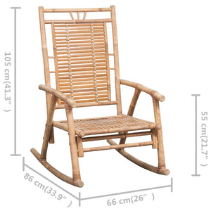 vidaXL Rocking Chair with Cushion Patio Sun Lounger Seating Furniture Bamboo-6