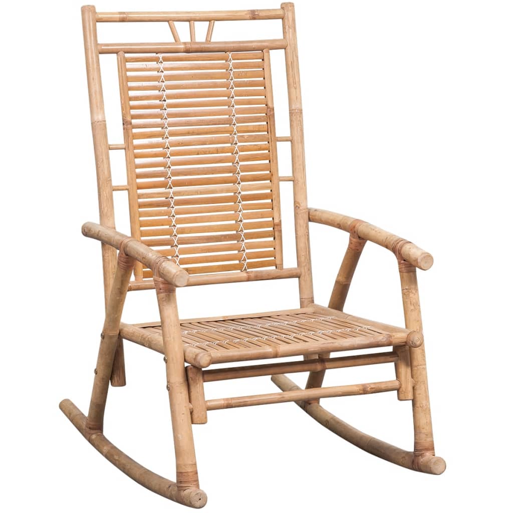 vidaXL Rocking Chair with cushion Bamboo-8