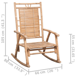vidaXL Rocking Chair with cushion Bamboo-6