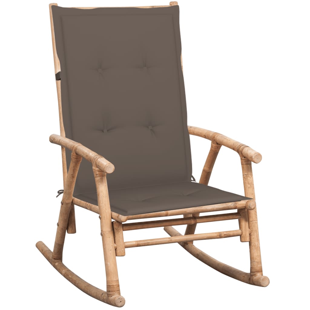 vidaXL Rocking Chair with Cushion Bamboo-0