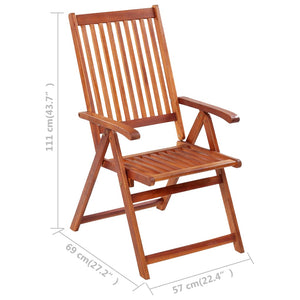 vidaXL Outdoor Recliner Chairs Patio Chair with Cushions Solid Wood Acacia-30