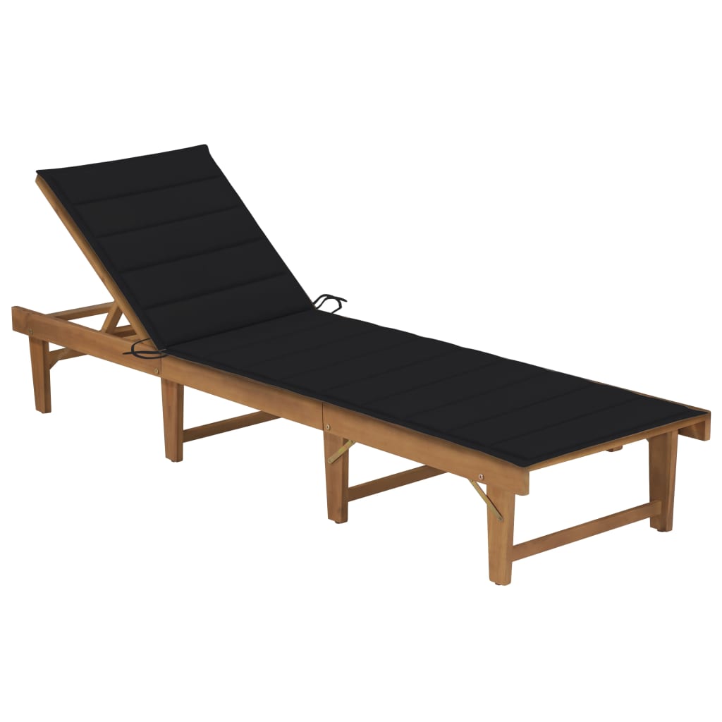 vidaXL Patio Lounge Chair with Cushion Folding Sunlounger Solid Acacia Wood-10