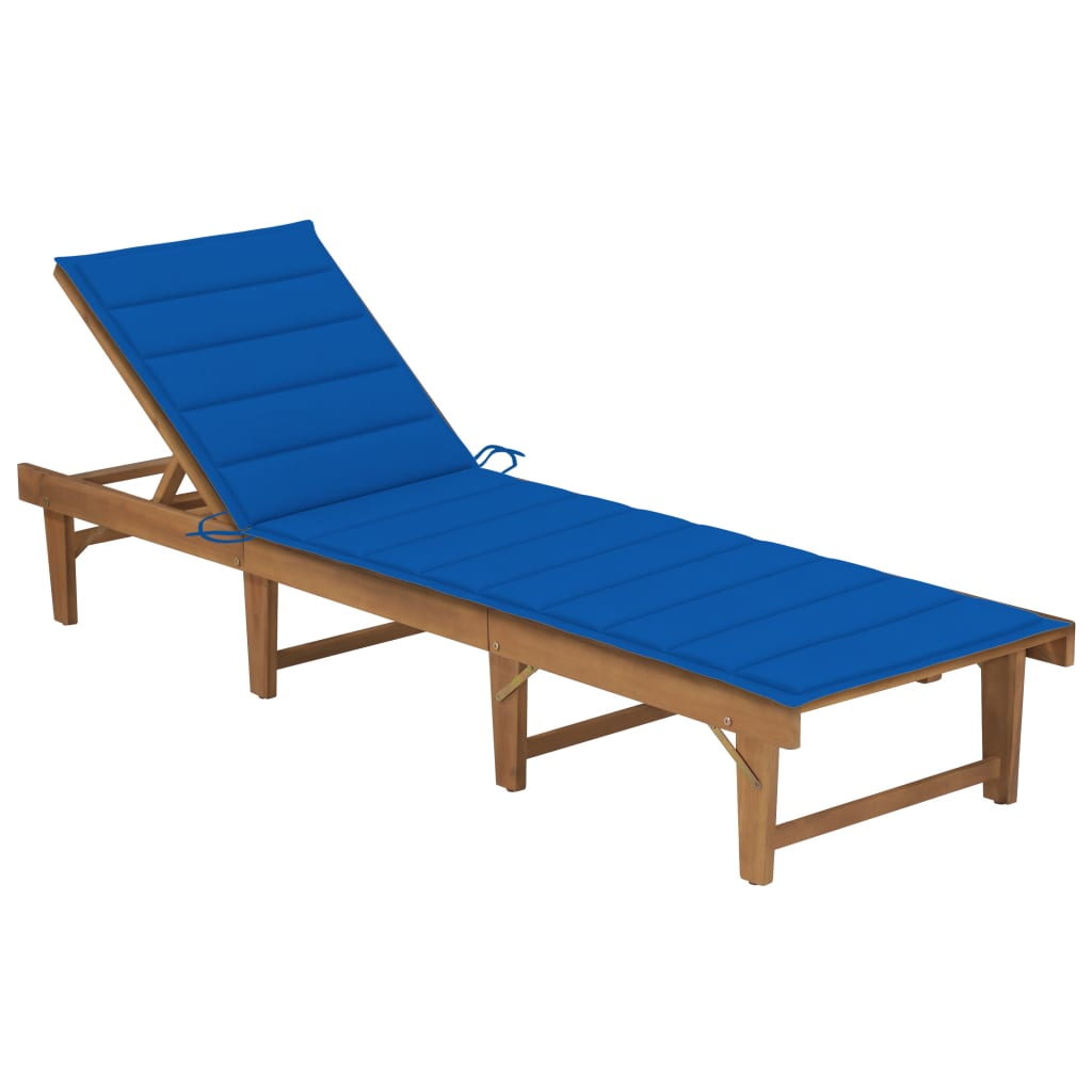 vidaXL Patio Lounge Chair with Cushion Folding Sunlounger Solid Acacia Wood-12