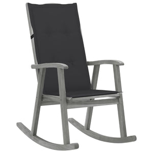 vidaXL Rocking Chair with Cushions Gray Solid Acacia Wood-0