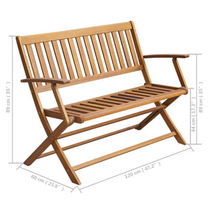 vidaXL Folding Garden Bench Outdoor Patio Bench with Cushion Solid Wood Acacia-54