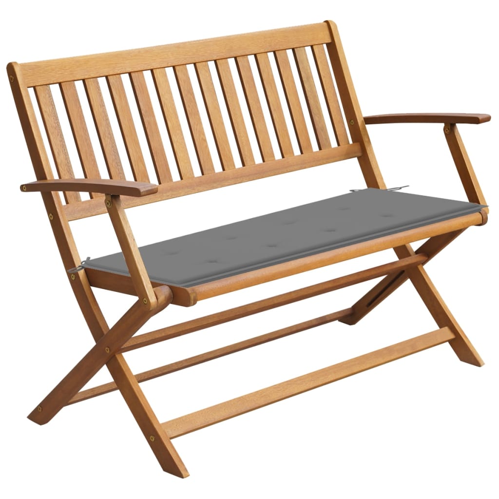 vidaXL Folding Garden Bench Outdoor Patio Bench with Cushion Solid Wood Acacia-43