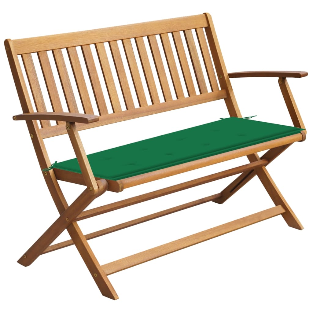 vidaXL Folding Garden Bench Outdoor Patio Bench with Cushion Solid Wood Acacia-7