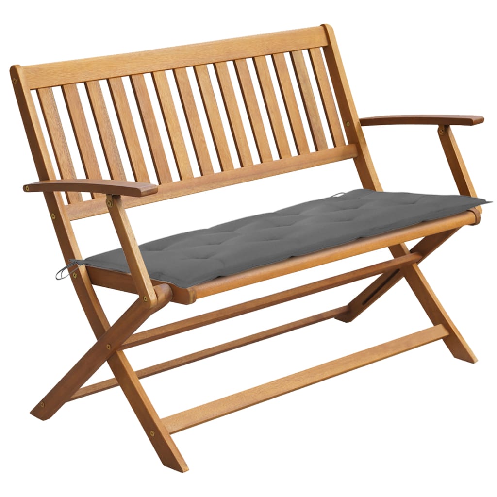 vidaXL Folding Garden Bench Outdoor Patio Bench with Cushion Solid Wood Acacia-9