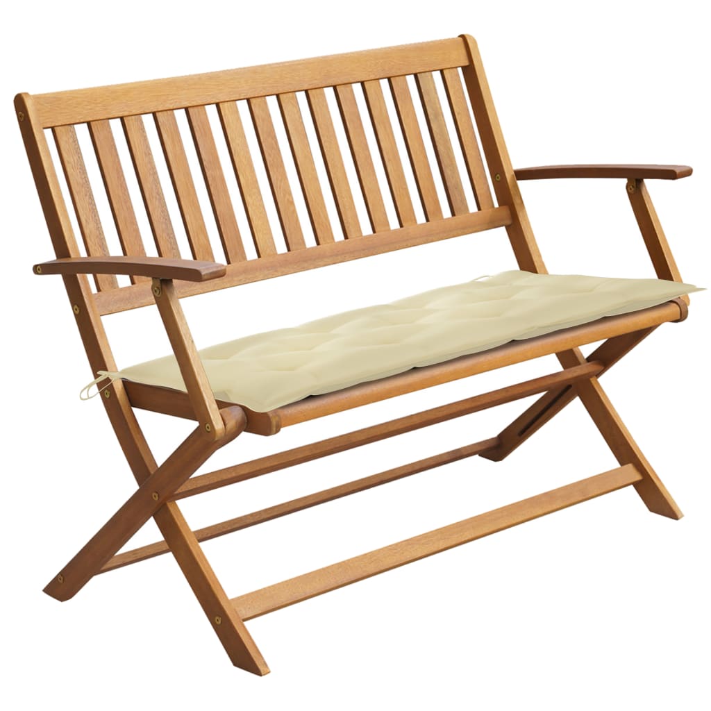 vidaXL Folding Garden Bench Outdoor Patio Bench with Cushion Solid Wood Acacia-21