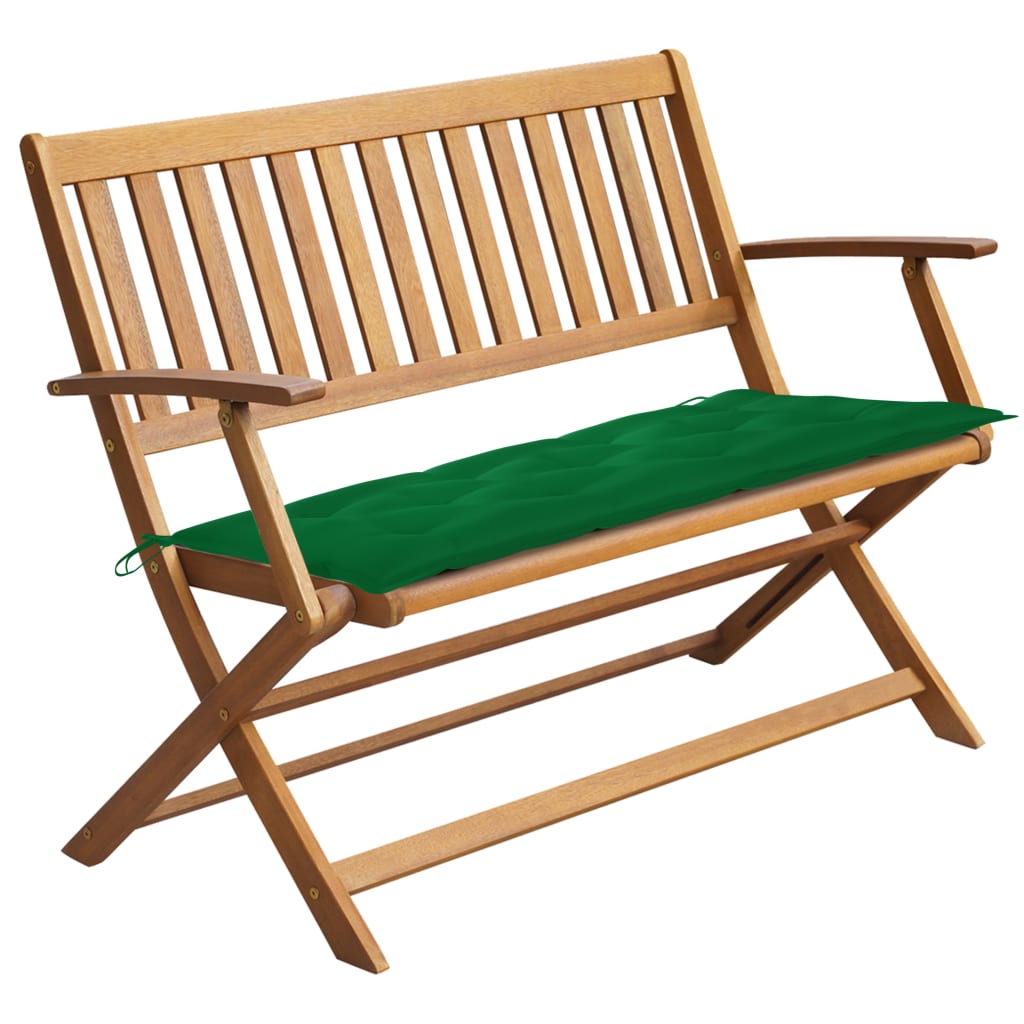 vidaXL Folding Garden Bench Outdoor Patio Bench with Cushion Solid Wood Acacia-2