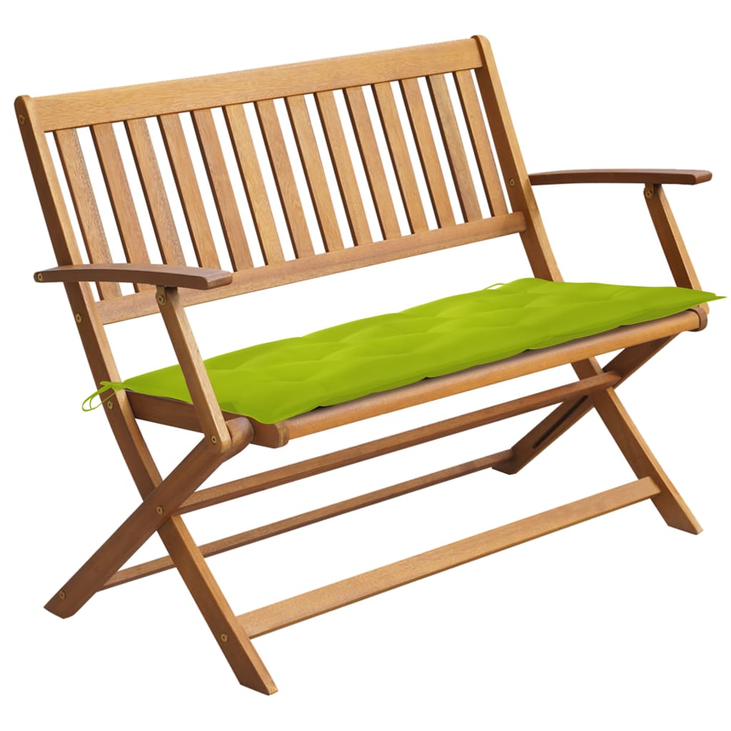 vidaXL Folding Garden Bench Outdoor Patio Bench with Cushion Solid Wood Acacia-8