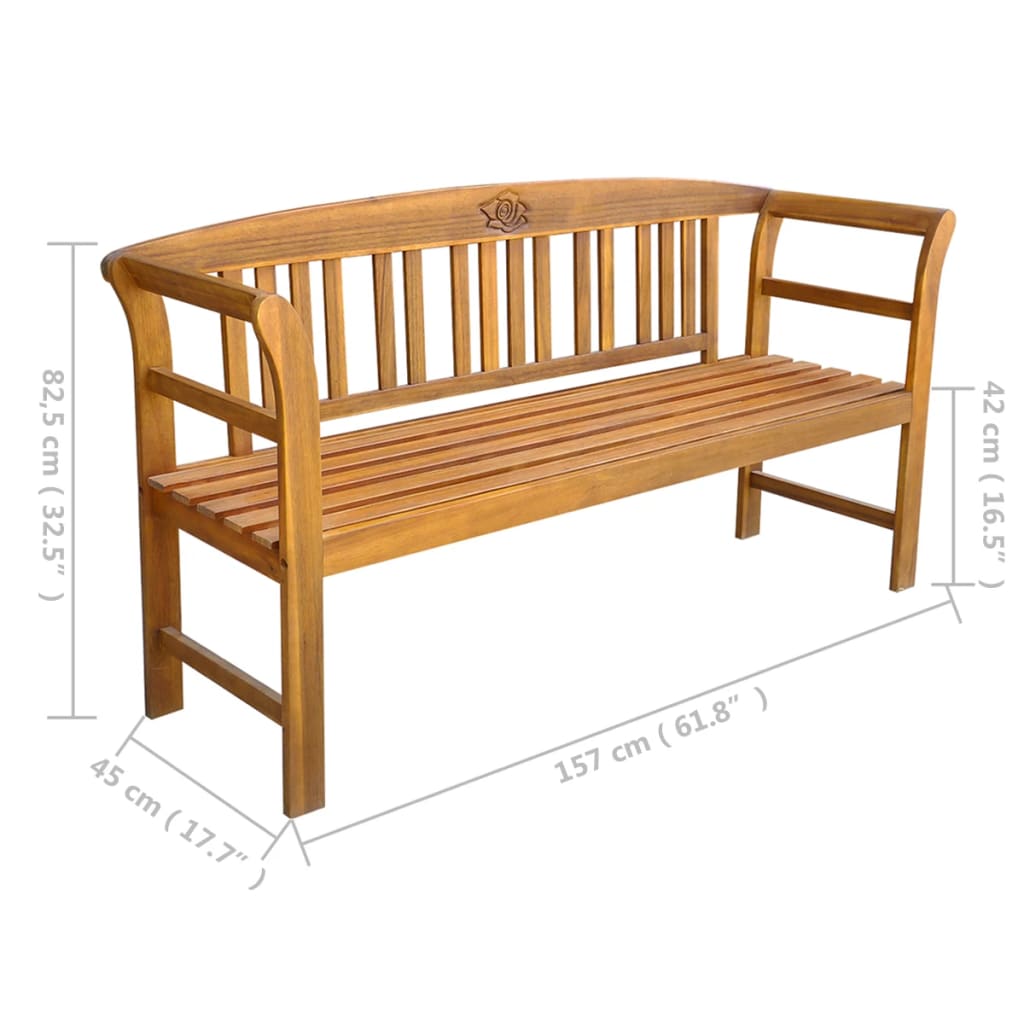 vidaXL Outdoor Patio Bench Garden Park Bench with Cushion Solid Wood Acacia-0