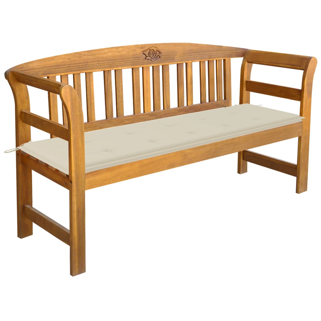 vidaXL Outdoor Patio Bench Garden Park Bench with Cushion Solid Wood Acacia-43