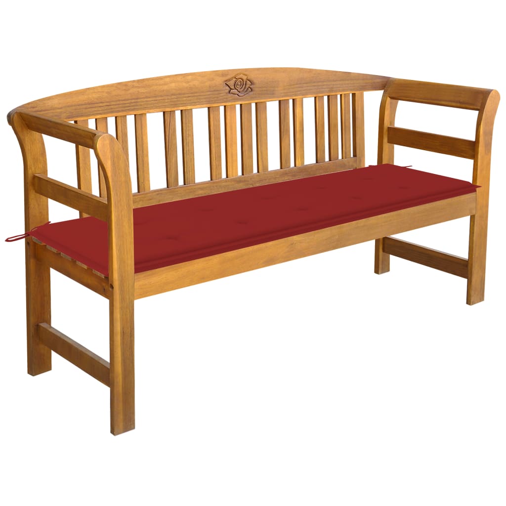 vidaXL Outdoor Patio Bench Garden Park Bench with Cushion Solid Wood Acacia-3