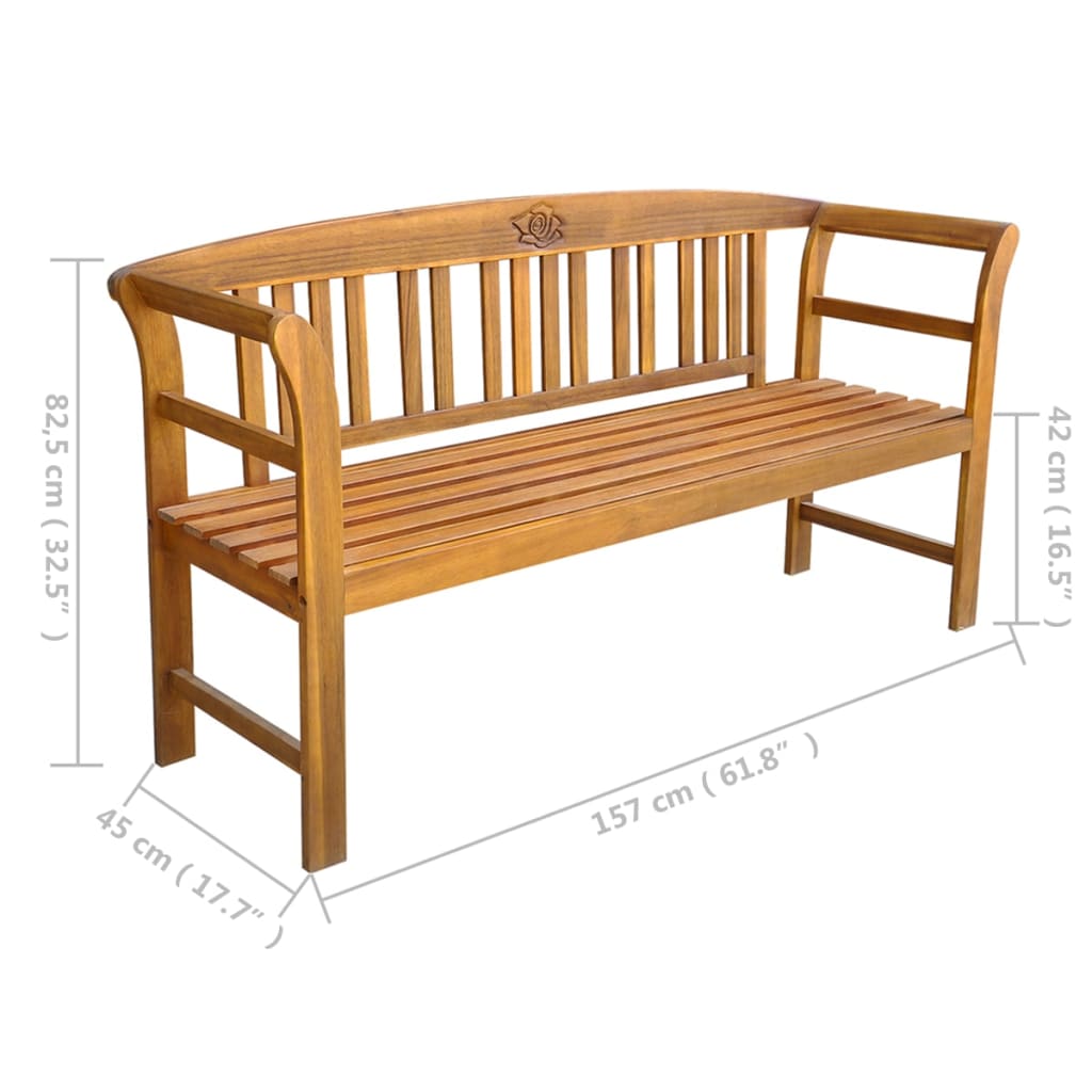 vidaXL Outdoor Patio Bench Garden Park Bench with Cushion Solid Wood Acacia-34