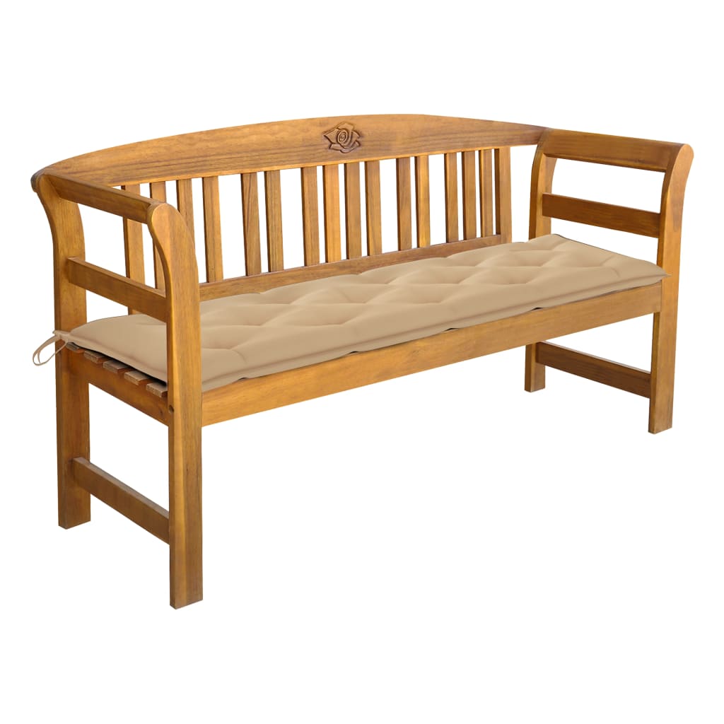 vidaXL Outdoor Patio Bench Garden Park Bench with Cushion Solid Wood Acacia-32