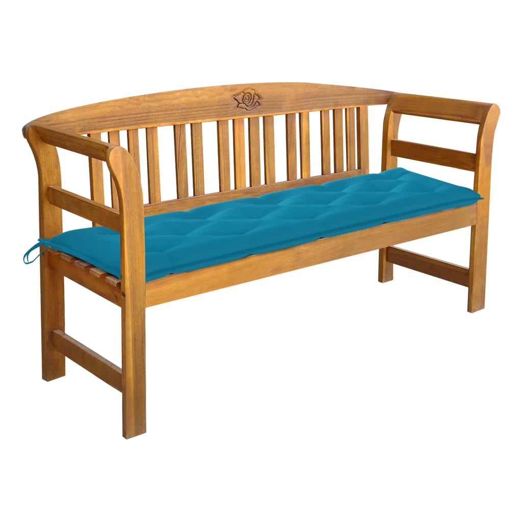 vidaXL Outdoor Patio Bench Garden Park Bench with Cushion Solid Wood Acacia-30