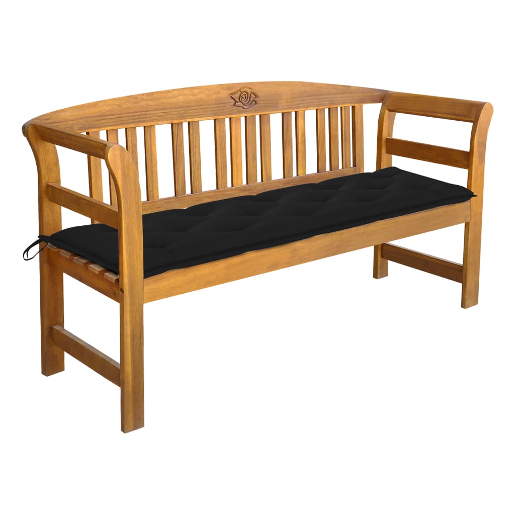 vidaXL Outdoor Patio Bench Garden Park Bench with Cushion Solid Wood Acacia-43