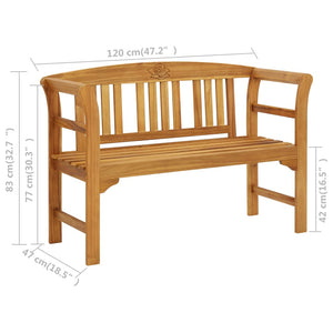 vidaXL Outdoor Patio Bench Garden Park Bench with Cushion Solid Wood Acacia-58