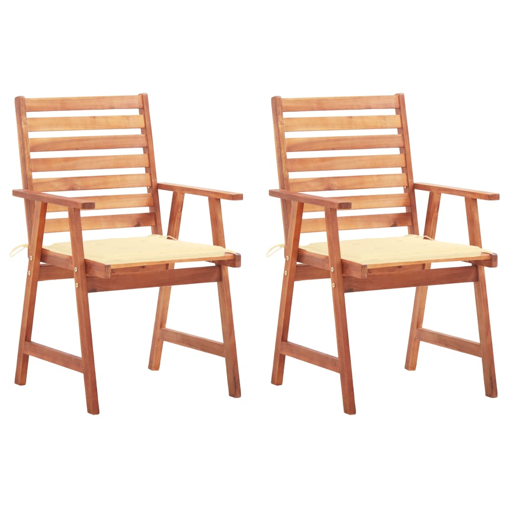 vidaXL Patio Dining Chairs Outdoor Patio Chair with Cushions Solid Wood Acacia-10