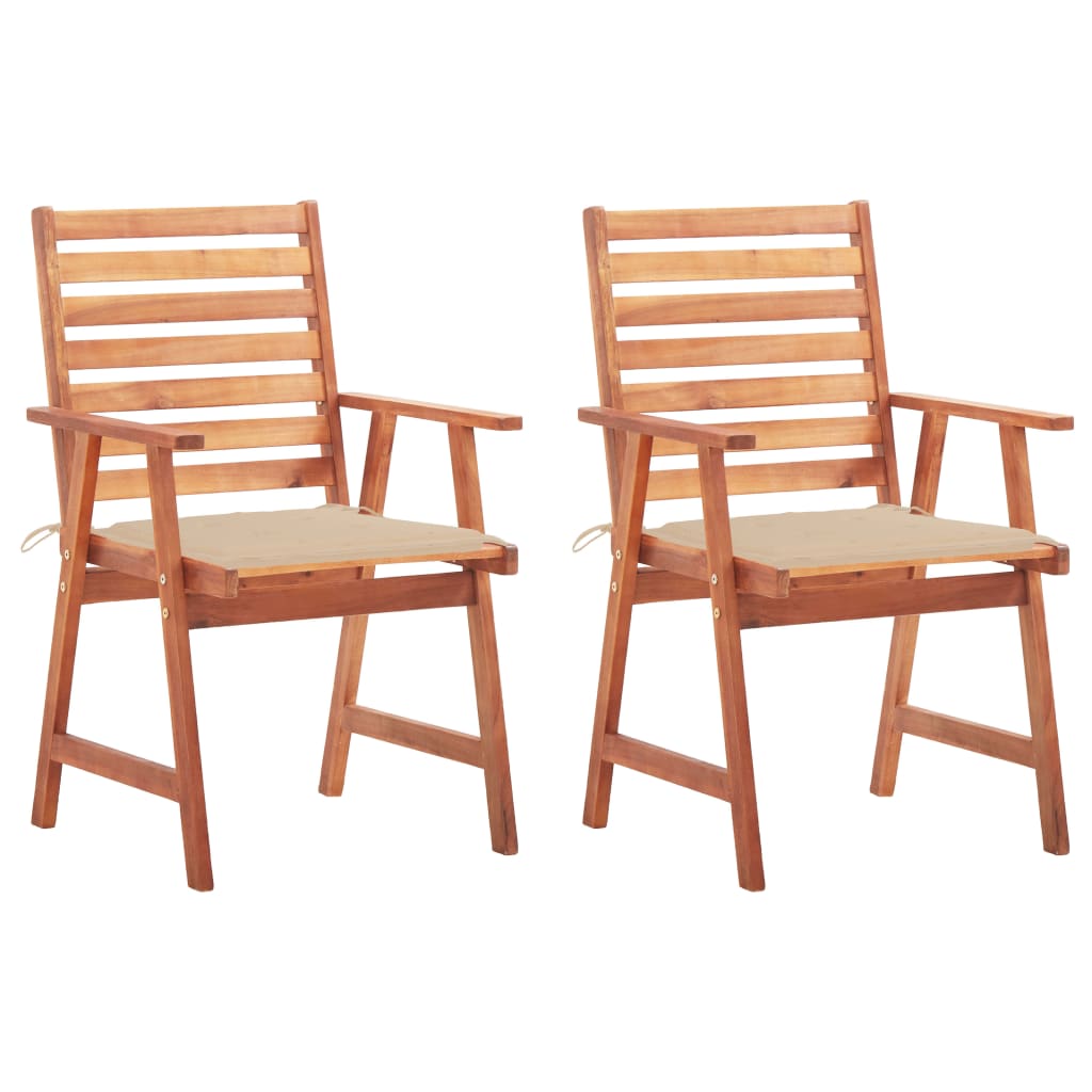 vidaXL Patio Dining Chairs Outdoor Patio Chair with Cushions Solid Wood Acacia-21