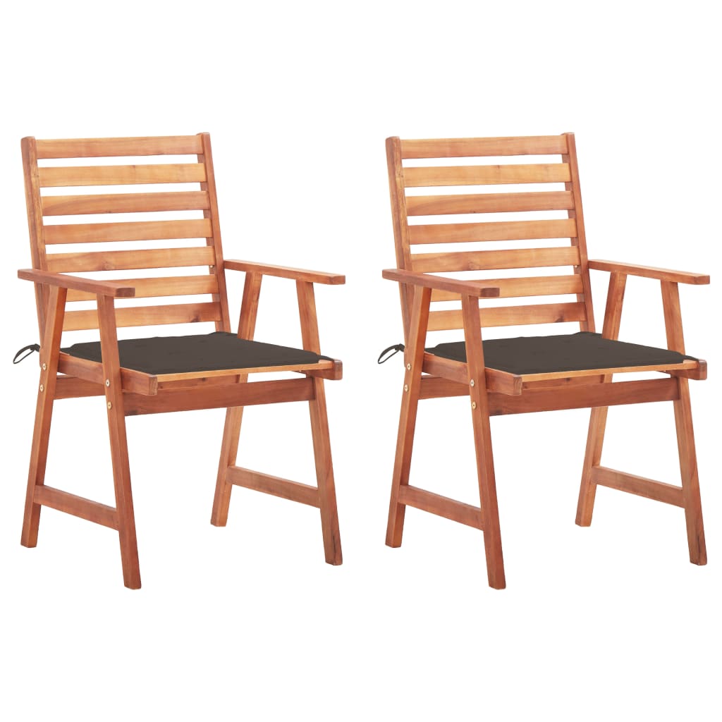 vidaXL Patio Dining Chairs Outdoor Patio Chair with Cushions Solid Wood Acacia-32