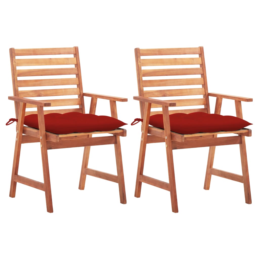 vidaXL Patio Dining Chairs Outdoor Patio Chair with Cushions Solid Wood Acacia-67